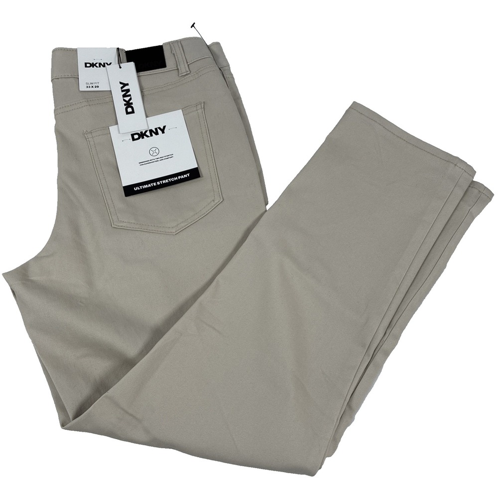 New Mens DKNY Stanton Ultimate Stretch Pants Size 33x29 Slim Fit Pumice NWT